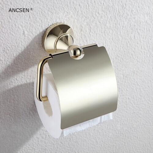 Toilet Paper Holder Wall Mounted Bathroom Brass Roll Tissue Box Roll Paper Holders With Cover Bathroom Accessory