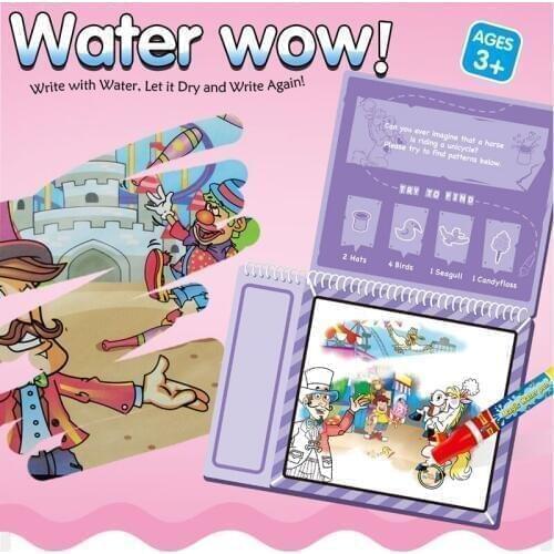 Magic Water Coloring Book Drawing Board Doodle with Magic Pen Amusement Park Theme Drawing Toy Early Learning Toys For Children