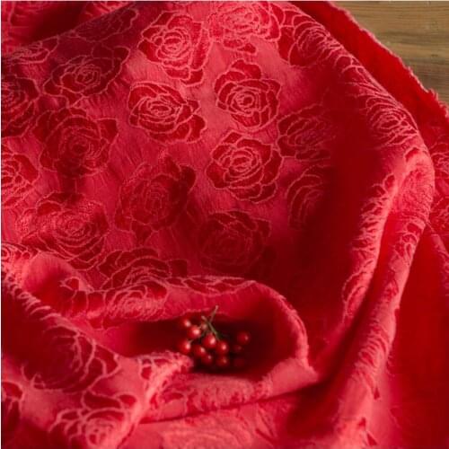 High quality flax bright silk cotton tissu Bright rose jacquard tissus High end dress cheongsam fabric