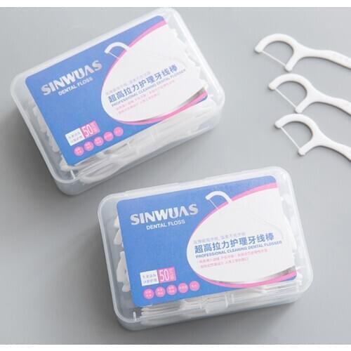 High tensile dental floss stick portable dental care flossing tooth gap cleaner bow toothpick flat wire 50pcs a lot