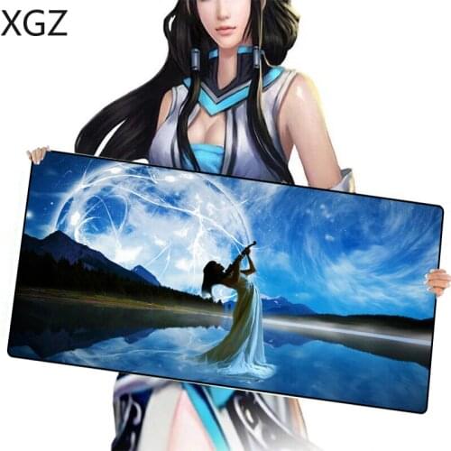 XGZ Beautiful Starry Sky Guitar Girl Big Mousepad Laptop Mat Game Pad Desk Rest Surface Csgo DOTA 2
