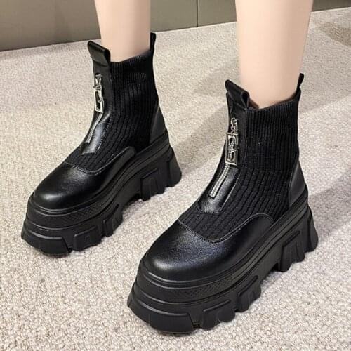 2021 Hot New Fashion Women Boots Round Toe Wedges Platform High Heels Casual Shoes for Women Trend Comfortable Ankle Short Boots