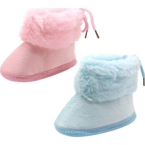 Winter warm baby fur booties Newborn Baby Girls Shoes Snow Warm First Walkers Soft Sole No-slip Booties