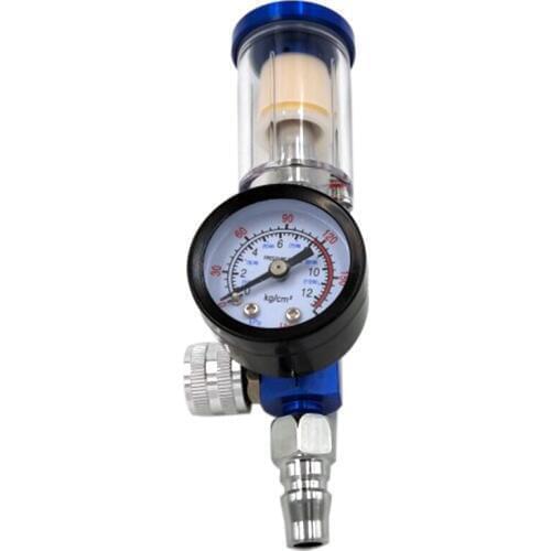 1/4 Scratch Air Pressure Regulator Gauge Spray Tool & In-Line Water Trap Filter Oil-Water Separator Pneumatic Tool
