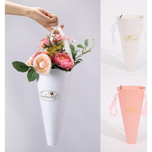 1PC Flower Wrapping Bag Rose Box With Handle Foldable Gift Bag Cardboard Packaging Box Wedding Party Valentines Day Decoration