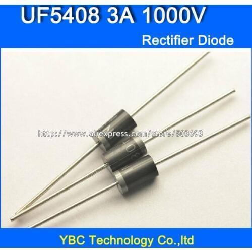 100pcs/lot UF5408 3A/1000V Super Fast Recovery Rectifier Diode