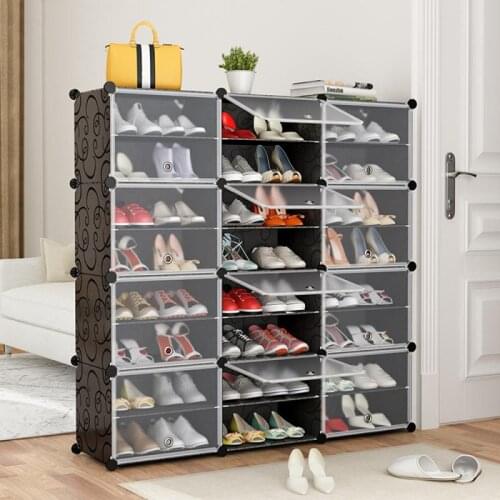 12 Cube Shoe Cabinet Multi-layer Household Transparent Shoe Box Storage Rack Plastic Assembly Shoe Rack bedroom Storage HWC