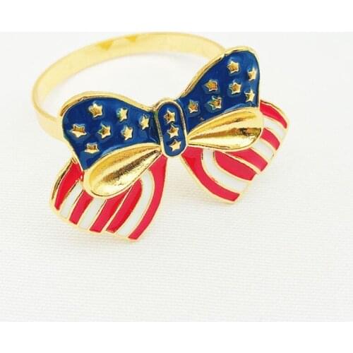 12pcs/American flag, bowknot, napkin ring, Western food, tabletop decoration, suitable for receptions, holiday parties