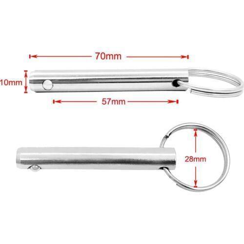 2x 10x70mm Stainless Steel Boat Bimini Top Quick Release Pull Ring Ball Pin