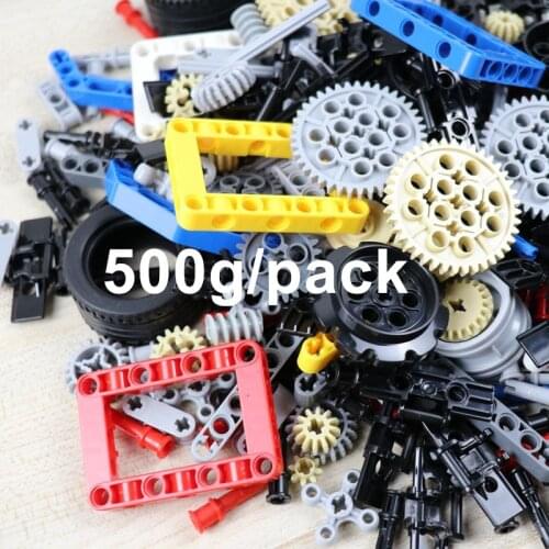 500g Bulk Technical Parts Create MOC Different Spare Pieces Wheels DIY Trucks Parts Building Blocks Boys Toys