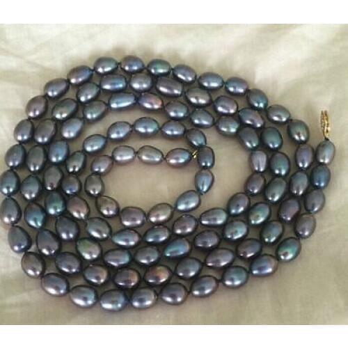 9-10mm baroque tahitian multicolor black green pearl necklace 48inch