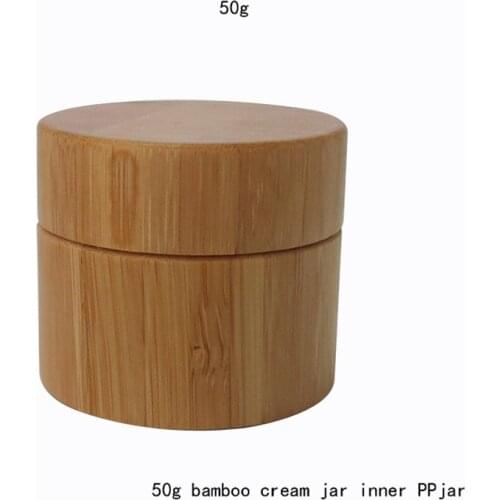 Wholesale 30g/50g Bamboo Empty cream Jar Pots Cosmetic Makeup PP Inner Lid Face Cream Lip Balm Container Refillable Bottles