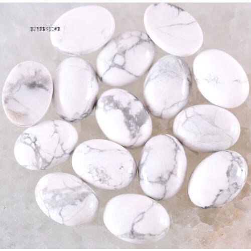 18x13MM&16x12MM CAB Cabochon Oval Natural Stone Beads White Howlite For Jewelry Making Necklace Pendant Bracelet Earrings 10Pcs
