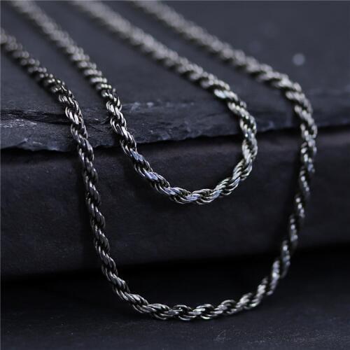 Authentic 100% 925 Sterling Silver Trendy Twist Link Chain Pendants Necklace 2.0mm Thickness Necklace Chain Jewelry Unisex