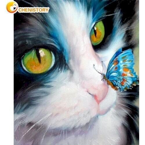 CHENISTORY Cute Cat Dog Animal Painting By Numbers Kits For Kids Handmade DIY Gift 40x50 Framed Modern Home Living Room Craft