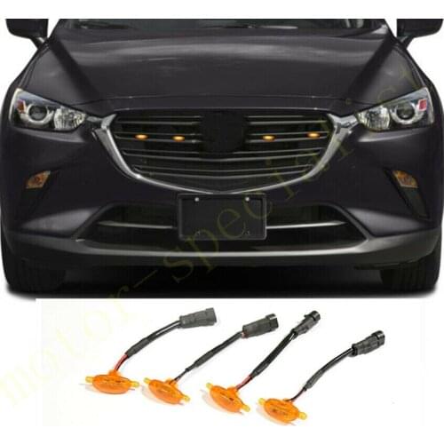 For Mazda CX-3 2019-2021 LED Car Front bumper Grille LED Amber Light Raptor Style Light Kit Decor W/ Wire Speed