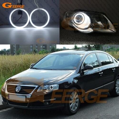 For Volkswagen VW Passat B6 Magotan 2005-2010 Halogen Headlight Excellent Ultra bright CCFL Angel Eyes Halo Rings Day Light