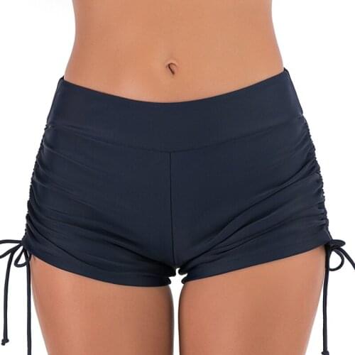 Womens All-Match Swimming Trunks Solid Color Swimsuits Womens One-Piece Swimming Trunks