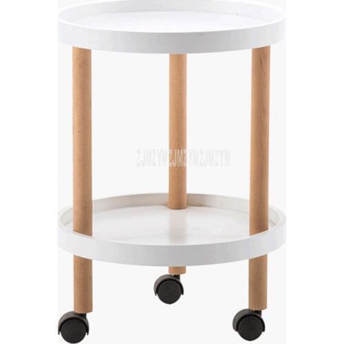 Double Layer Nordic Small Round Tea Table Simple Modern Wood Sofa Side Table Reception Coffee Table Movable With Storage Space