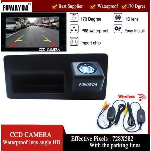 FUWAYDA wrieless Night Vision waterproof 180 degree CCD Car Rear View Reverse parking handle Camera for Audi A4 A6 A8L S5 Q3 Q5