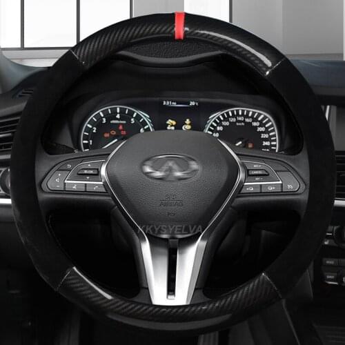 Carbon Fiber Leather Non-slip breathable Car steering wheel cover for Infiniti Q50 Q50S Q50L G37 G25 QX70 FX35 Auto Accessories