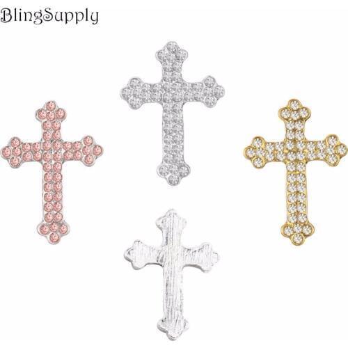 Pretty 24*16mm cross rhinestone button can choose colors 50PCS/Lot(BTN-5432)