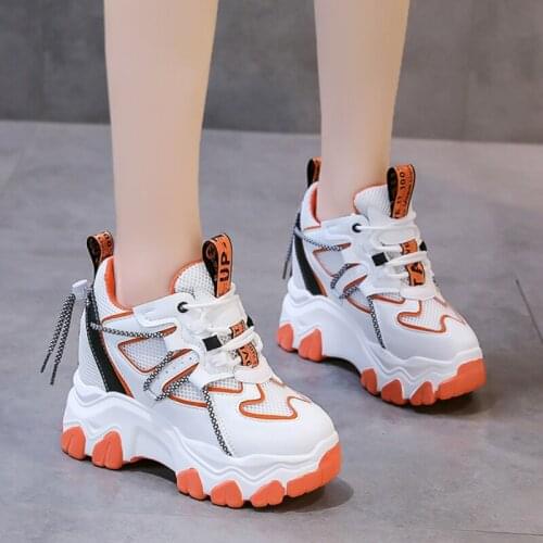 Fashion Chunky Sneakers Women Height Increase Shoes 2021 Trend New Breathable Sneakers Wedges Heels Womens Vulcanized Shoes