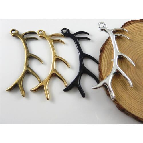 Julie Wang 10pcs Mini Charms Retro Ancient Silver Plated Imitation Tree Branches Pendants Jewelry Handmade Hanging Crafts