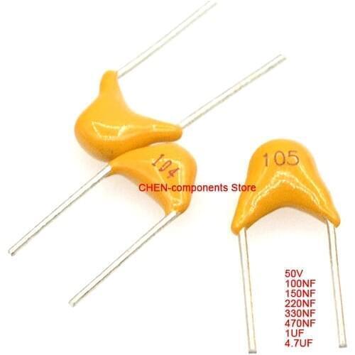 50pcs/lot Monolithic Capacitor 50V 104 154 224 334 474 105 475 100NF 220NF 0.33UF 470NF 1UF 4.7UF multilayer ceramic Capacitor