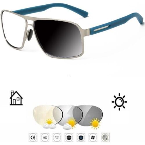 Double Bridge Advanced Alloy Men Photochromic Grey Reading Glasses +0.75 +1 +1.25 +1.5 +1.75 +2 +2.25 +2.5 +2.75 +3 To +4