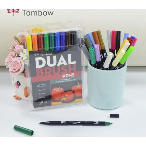 10 Colors Set TOMBOW ABT Soft Watercolor Brush Pen ABT Calligraphy Pens Suit Double Head Markers Drawing Painting Art Supplies