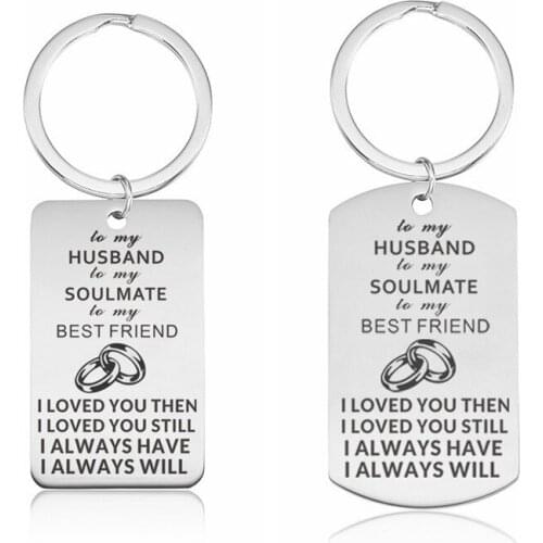 New Silver Color Dog Tag Key Chain Engraved To My Husband Inspirational Gift For Friends Family Keyring Military Army Cards