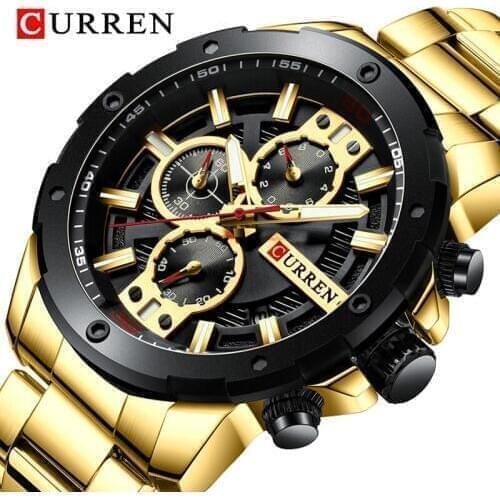 Newest CURREN Men Watch 2021 Military Waterproof Sport Mens Watches Top Brand Stainless Steel Chronograph Clock Mens WristWatch