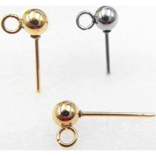 10pcs 3/4/5/6/8mm Ball Earrings Base Stainless Steel Earring Stud Ear Post Nails Ear Jewelry Findings for DIY Stud Earrings