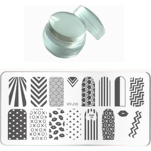 Nail Stamping Plates Image and 3.5cm Cute Jelly Nail Stamp Kit Matte Silicone Nails Stamper Scraper with cap DIY Printing Tools