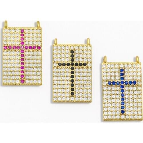 OCESRIO DIY Small Brand Cross Pendant For Women Multiple Colour Jewelry CZ For Jewelry Components Necklace Pendant pdta064