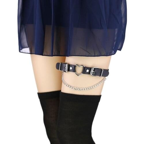 Thigh Garter Belt Sexy Woman Leather Body Harness Elasticity Leg Ring Choker Strap Punk Rock Gothic Chain Garter Accessories