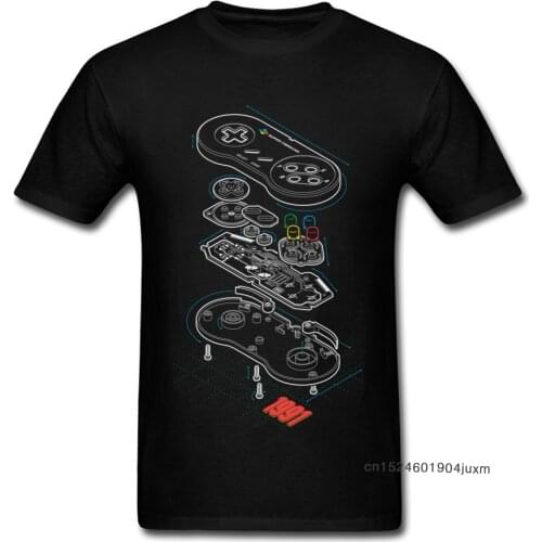 Custom T-shirt Gamer T Shirt Men Controller Anatomy Tops Tees Hip Hop Streetwear Students Arcade Tshirt Black Clothes Cotton