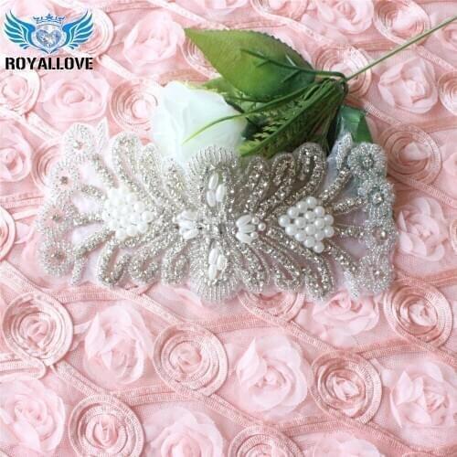 30 Pcs Silver Rhinestone Pearl Applique Patch DIY Wedding Bridal Dress Gown Sash Belt Glue On Embellishment Prom Flower Girl