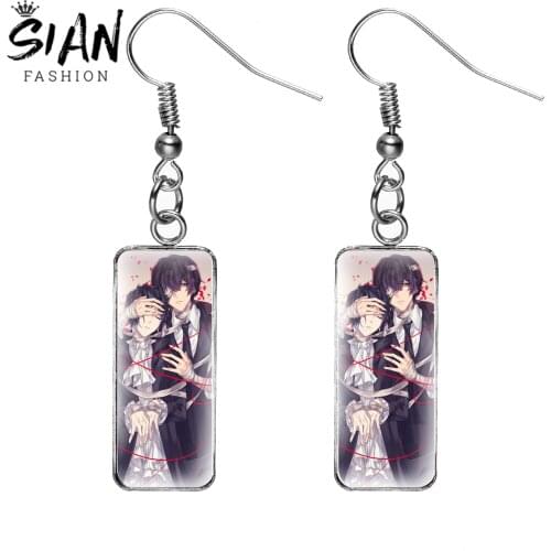 Trendy Anime Bungou Stray Dogs Drop Earrings Cute Figures Handmade Glass Cabochon Stainless Steel Dangle Earrings Women Jewelry