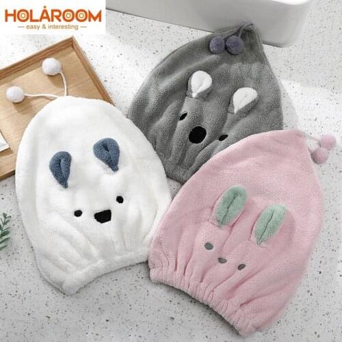 Microfiber Solid Soft Dry Hair Hat Cute Rabbit Towel Women Shower Wear on Head Towels Home Textile Towel Spa Wearable Towel