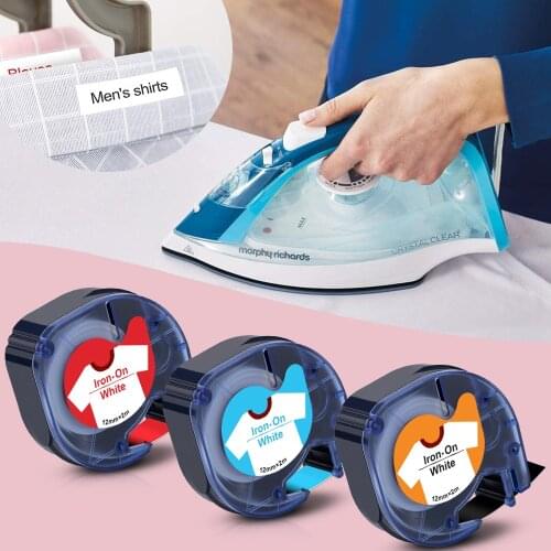 1/2" 12mm Fabric Label Tape Iron on Cloth Compatible DYMO Letratag 18771 18777 18775 for 100H PLUS 100T QX50 LT Label Printer