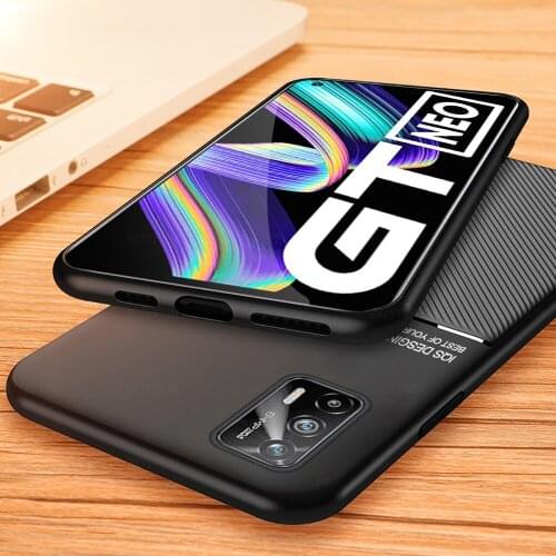 For Oppo Realme GT 5G Leather Texture Car Magnetic Holder Cases For Oppo Realme GT Neo Real me G T Soft Silicon Shockproof Coque