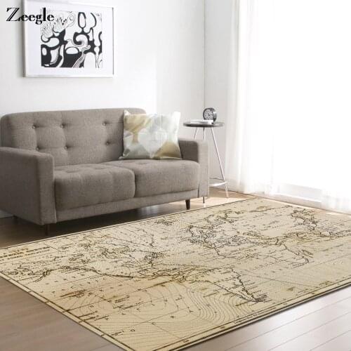 Zeegle World Map Pattern Carpets For Living Room Kids Bedroom Carpet Large Size Home Decor Mat Office Chair Floor Mats