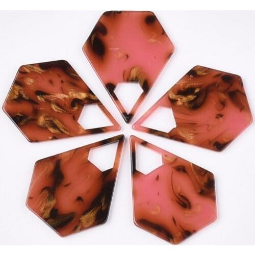 10pcs Cellulose Acetate Geometric Pentagon Pendants Resin Charms for Earrings Charm Jewelry Making DIY Findings Red Pink Black