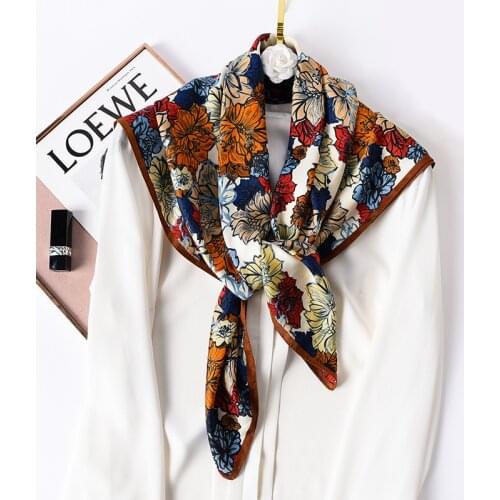 2020 Winter Twill Silk Scarf Lady Hair Band Print Women Bandana Shwal and Wraps Headband Neckerchief Large Hijab Bag Scarves New