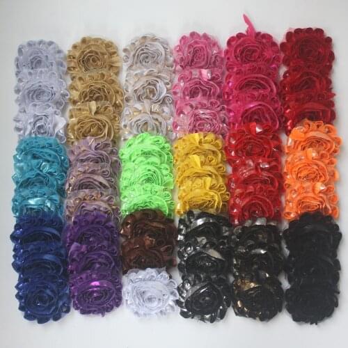 32y 2.5" shimmer metallic shabby flowers for girls hair accessories headband barefeet sandals clothes shoes flower accessories