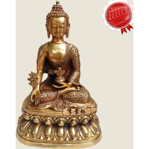 33CM LARGE #home family efficacious Protection Tibetan Buddhism Tantra Pharmacist Buddha the Medicine Buddha brass statue
