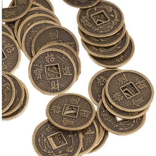 50 Pieces Alloy Chinese Fortune Auspicious Coin Feng Shui I-ching Lucky Coins Artificial Souvenir Decoration 2cm Dia
