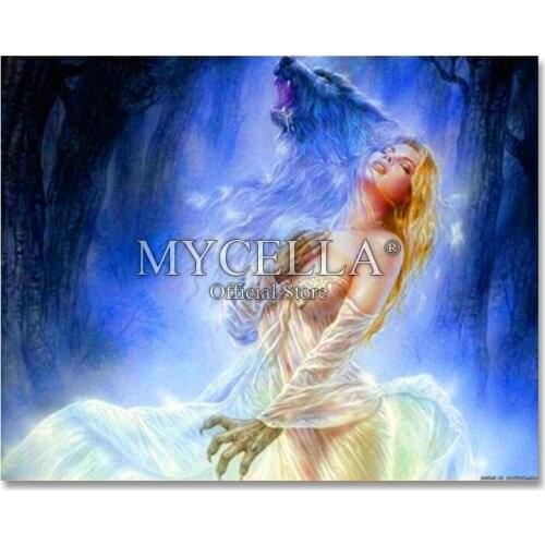 5D,DIY,Diamond Painting,Wolf girl,Diamond Embroidery,Full,Cross Stitch,Needlework,Diamond Mosaic,Home Decoration,Christmas Gift